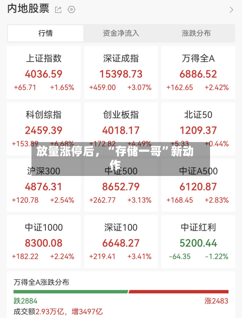 放量涨停后，“存储一哥”新动作