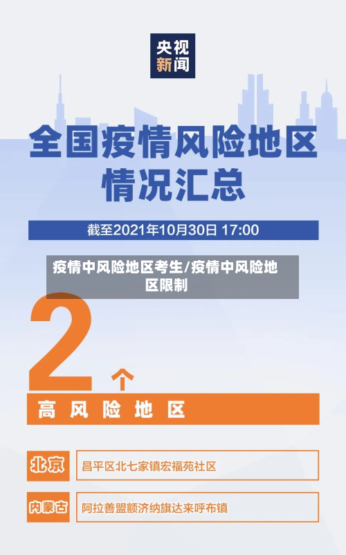 疫情中风险地区考生/疫情中风险地区限制