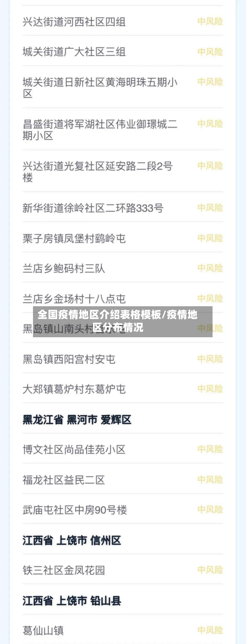全国疫情地区介绍表格模板/疫情地区分布情况-第3张图片