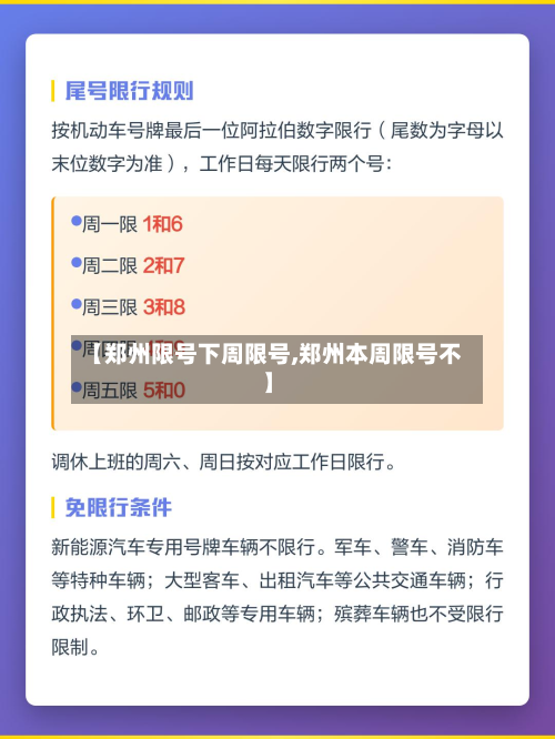 【郑州限号下周限号,郑州本周限号不】