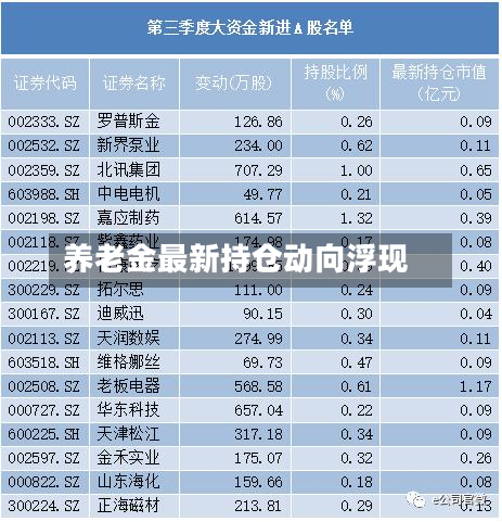养老金最新持仓动向浮现