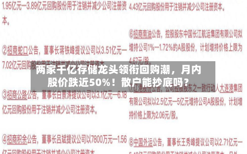 两家千亿存储龙头领衔回购潮，月内股价跌近50%！散户能抄底吗？-第3张图片