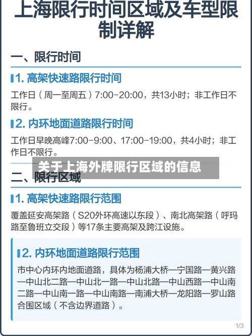 关于上海外牌限行区域的信息