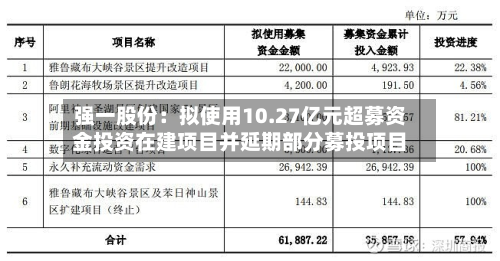 强一股份:拟使用10.27亿元超募资金投资在建项目并延期部分募投项目