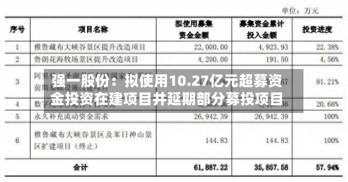 强一股份：拟使用10.27亿元超募资金投资在建项目并延期部分募投项目-第2张图片