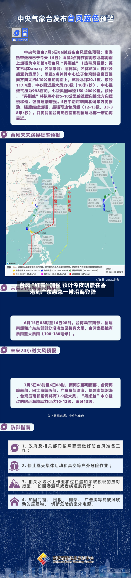 台风“红霞”加强 预计今夜明晨在香港到广东惠来一带沿海登陆