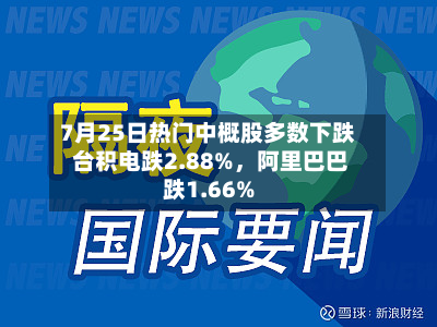 7月25日热门中概股多数下跌 台积电跌2.88%，阿里巴巴跌1.66%