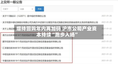 增持回购年内再加码 沪市公司产业资本持续“跑步入场	”-第2张图片