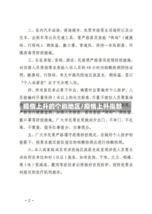 疫情上升的个别地区/疫情上升指数