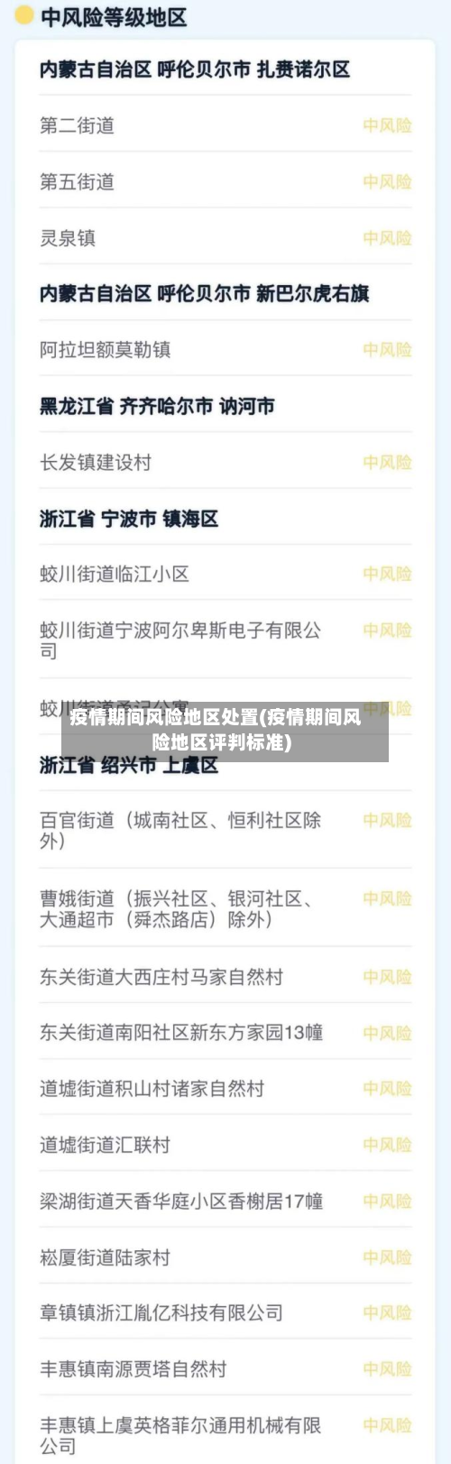 疫情期间风险地区处置(疫情期间风险地区评判标准)