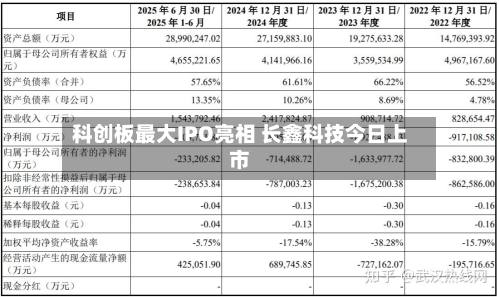 科创板最大IPO亮相 长鑫科技今日上市