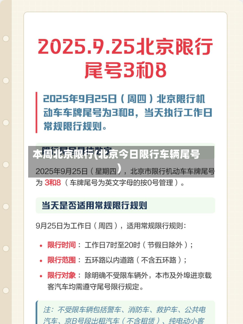 本周北京限行(北京今日限行车辆尾号)