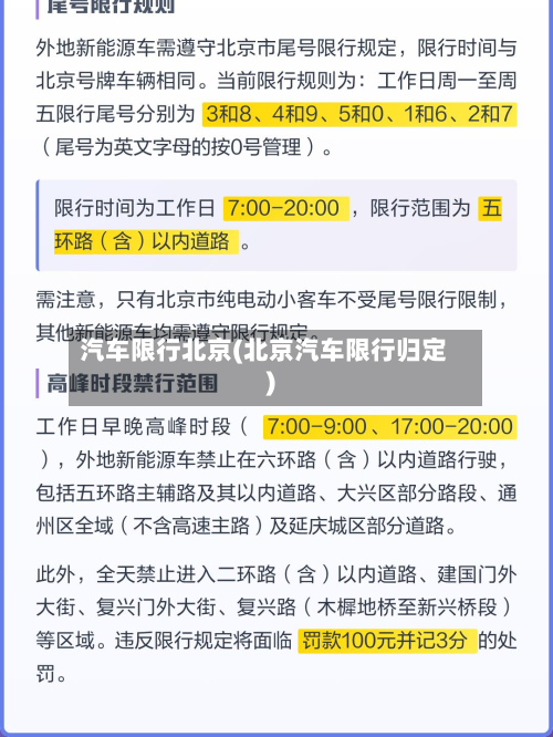 汽车限行北京(北京汽车限行归定)