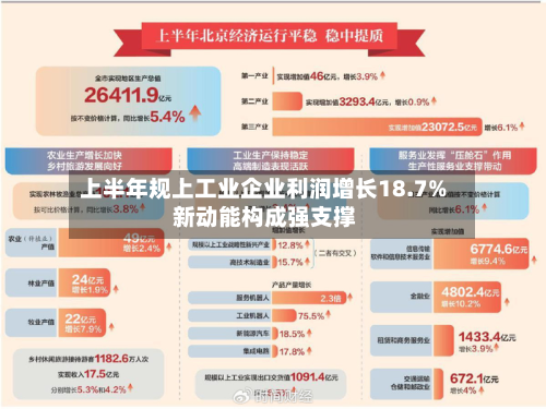 上半年规上工业企业利润增长18.7% 新动能构成强支撑