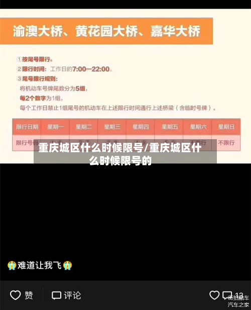 重庆城区什么时候限号/重庆城区什么时候限号的-第2张图片