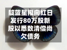 靛蓝星拟向红日发行80万股新股以悉数清偿尚欠债务-第1张图片