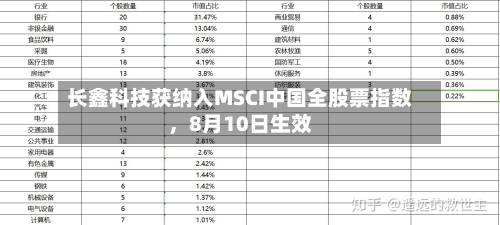 长鑫科技获纳入MSCI中国全股票指数，8月10日生效-第2张图片