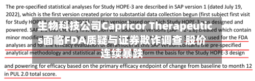 生物科技公司Capricor Therapeutics面临FDA质疑与证券欺诈调查 股价连续暴跌-第2张图片