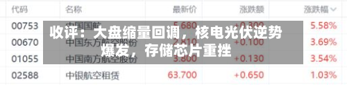 收评：大盘缩量回调，核电光伏逆势爆发，存储芯片重挫