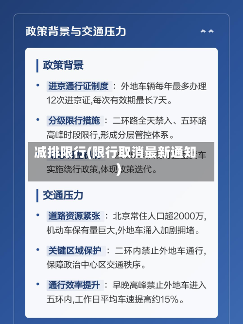 减排限行(限行取消最新通知)
