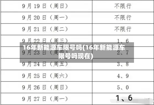 16年新能源车限号吗(16年新能源车限号吗现在)