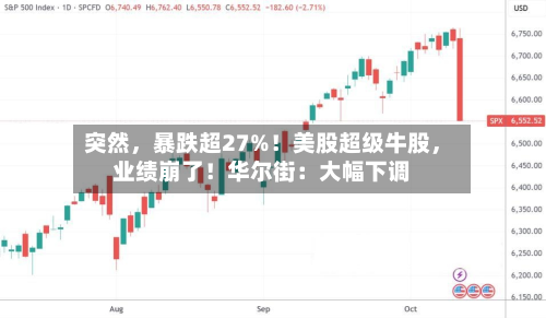 突然，暴跌超27%！美股超级牛股，业绩崩了！华尔街：大幅下调