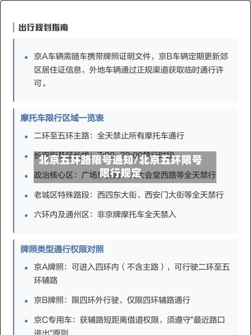 北京五环路限号通知/北京五环限号限行规定-第3张图片