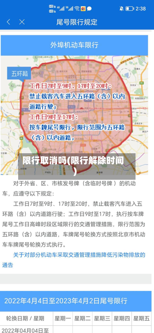 限行取消吗(限行解除时间)