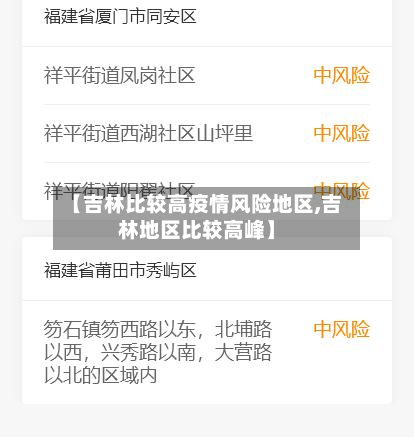 【吉林比较高疫情风险地区,吉林地区比较高峰】