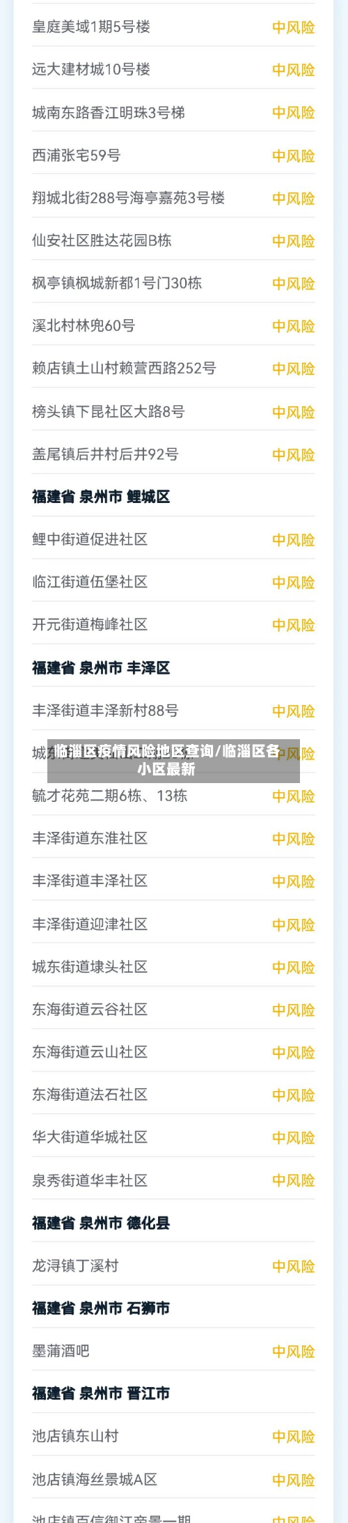 临淄区疫情风险地区查询/临淄区各小区最新