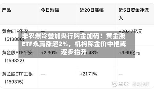 非农爆冷叠加央行购金加码！黄金股ETF永赢涨超2%，机构称金价中枢或逐步抬升-第3张图片