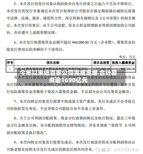 今年以来近百家公司完成定增 合计募资逾1690亿元-第2张图片