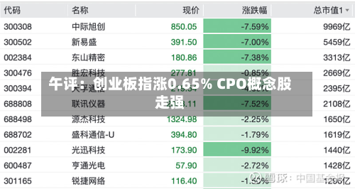 午评：创业板指涨0.65% CPO概念股走强-第2张图片