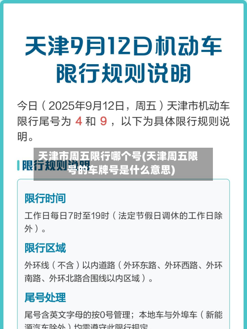 天津市周五限行哪个号(天津周五限号的车牌号是什么意思)