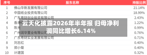 云天化披露2026年半年报 归母净利润同比增长6.14%-第3张图片