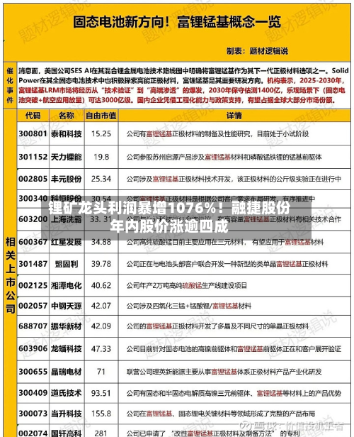 锂矿龙头利润暴增1076%！融捷股份年内股价涨逾四成-第3张图片