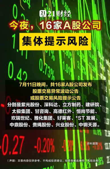 16家A股公司集体提示风险