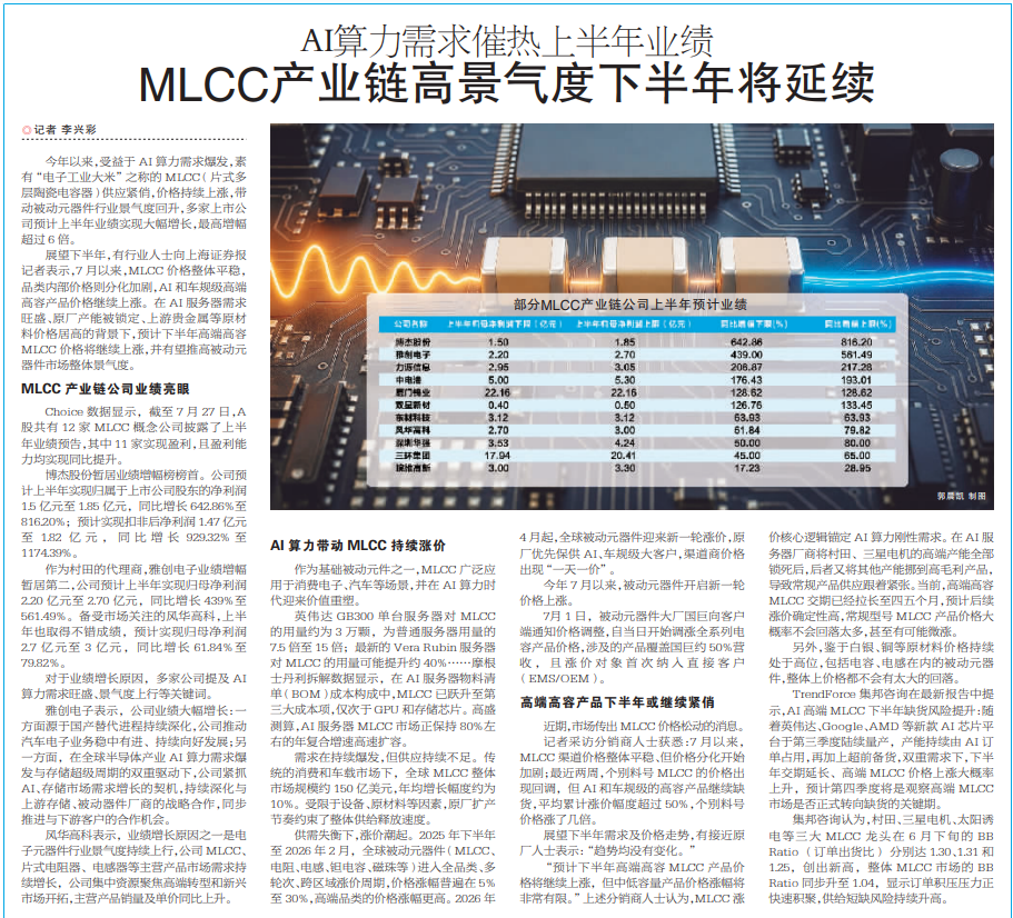 MLCC概念大涨！高端产品有望继续涨价