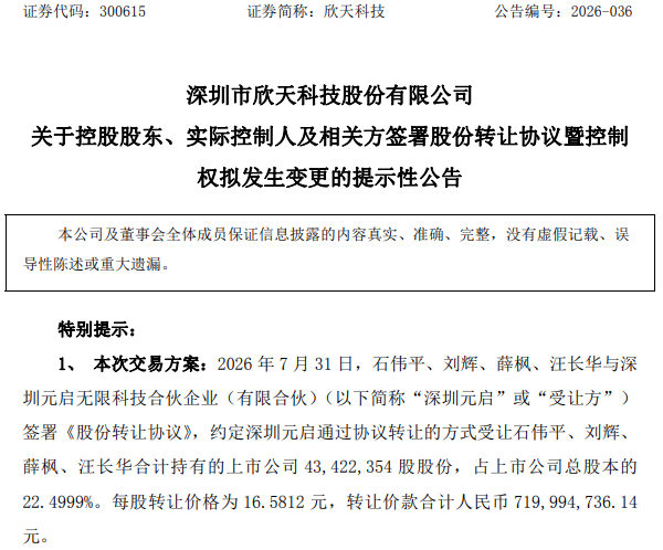 300615，拟易主，交易对价溢价90%